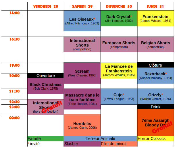 Grille Horaire ARFF 2022